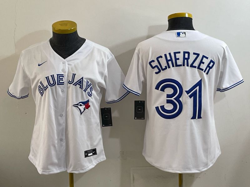 Women 2026 Nike Toronto Blue Jays #31 Scherzer White Game MLB Jersey 01->women mlb jersey->Women Jersey